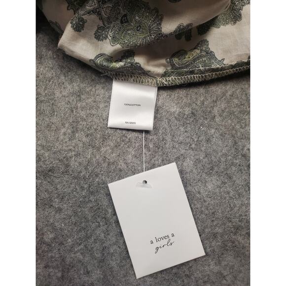 NWT A Loves A Girls Size Large Cream & Green Paisley Boho Peasant Blouse - Picture 4 of 5